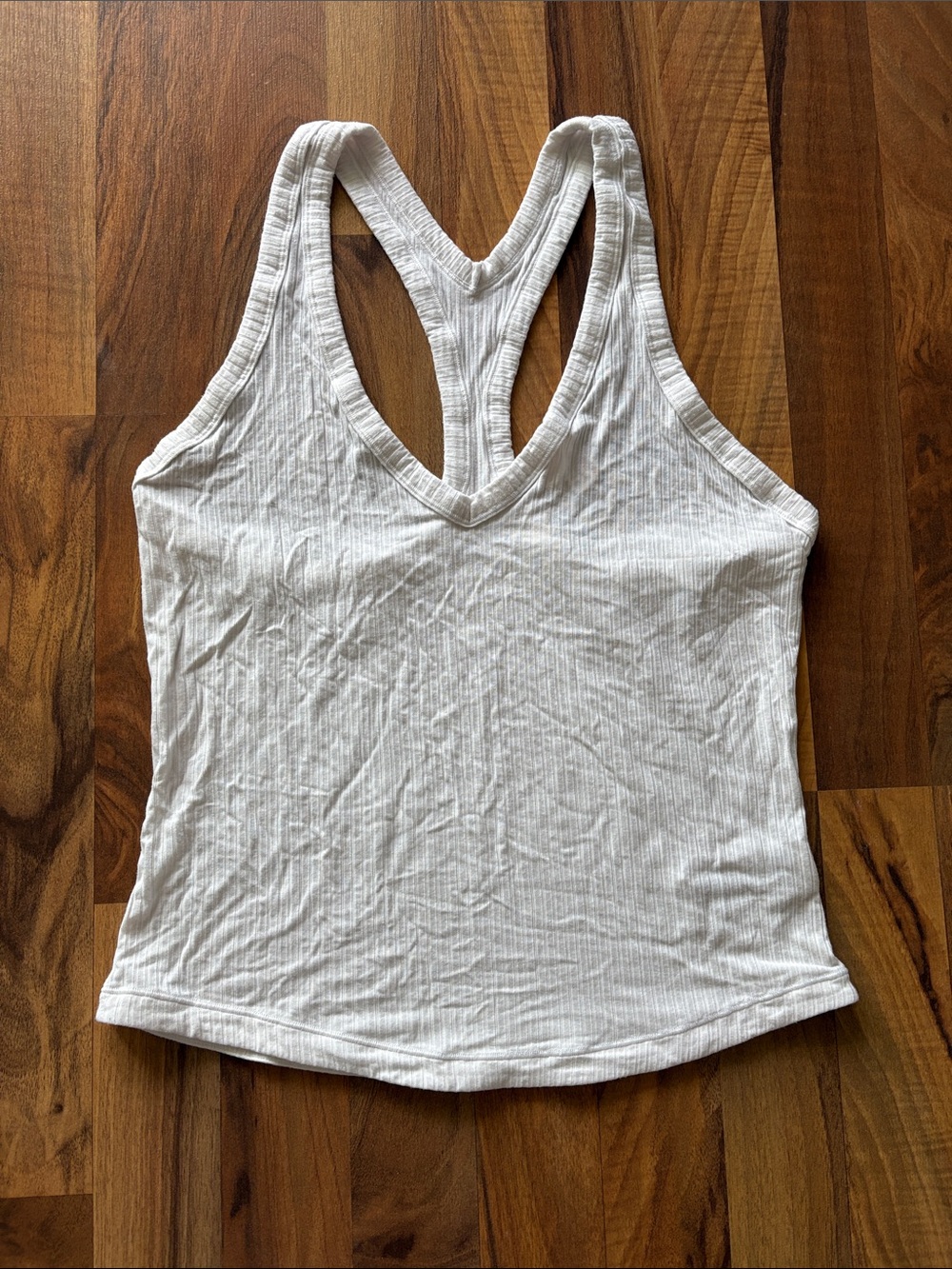 Athleta White Ribbed Racerback Tank Size M